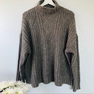 Aerie Oversized Mock Neck Sweater Taupe sz M